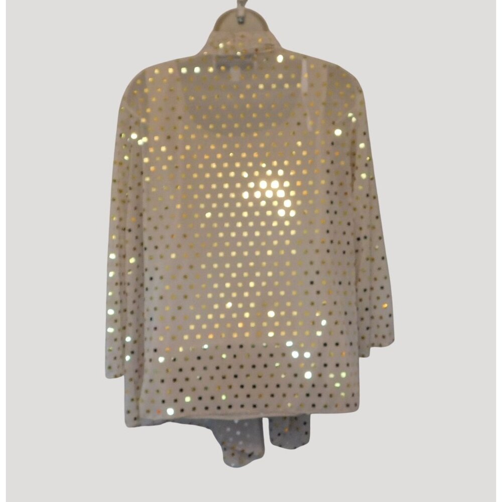 Another Thyme Womens 3-Pc Size 14 Jacket Tank Pants Beige Outfit Gold Accents - Picture 5 of 16